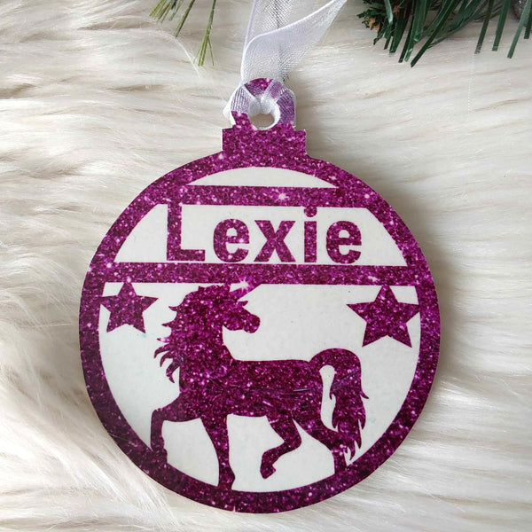 Unicorn Christmas Decoration - Personalised in any name