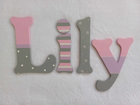 Personalised Names - 20cm high for the uppercase letter - Lily design and colour.