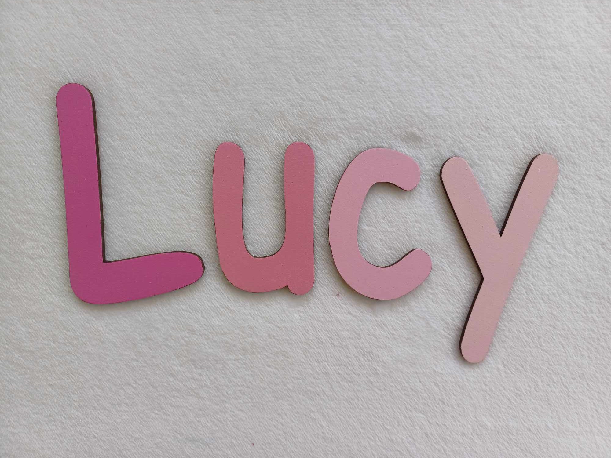 Lucy - small letters suitable for a door.