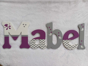 Personalised Names - 15cm high for the uppercase letter - Mabel design and colour.