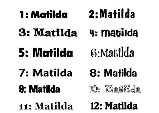 Personalised Names - 20cm high for the uppercase letter - Matilda design and colour.