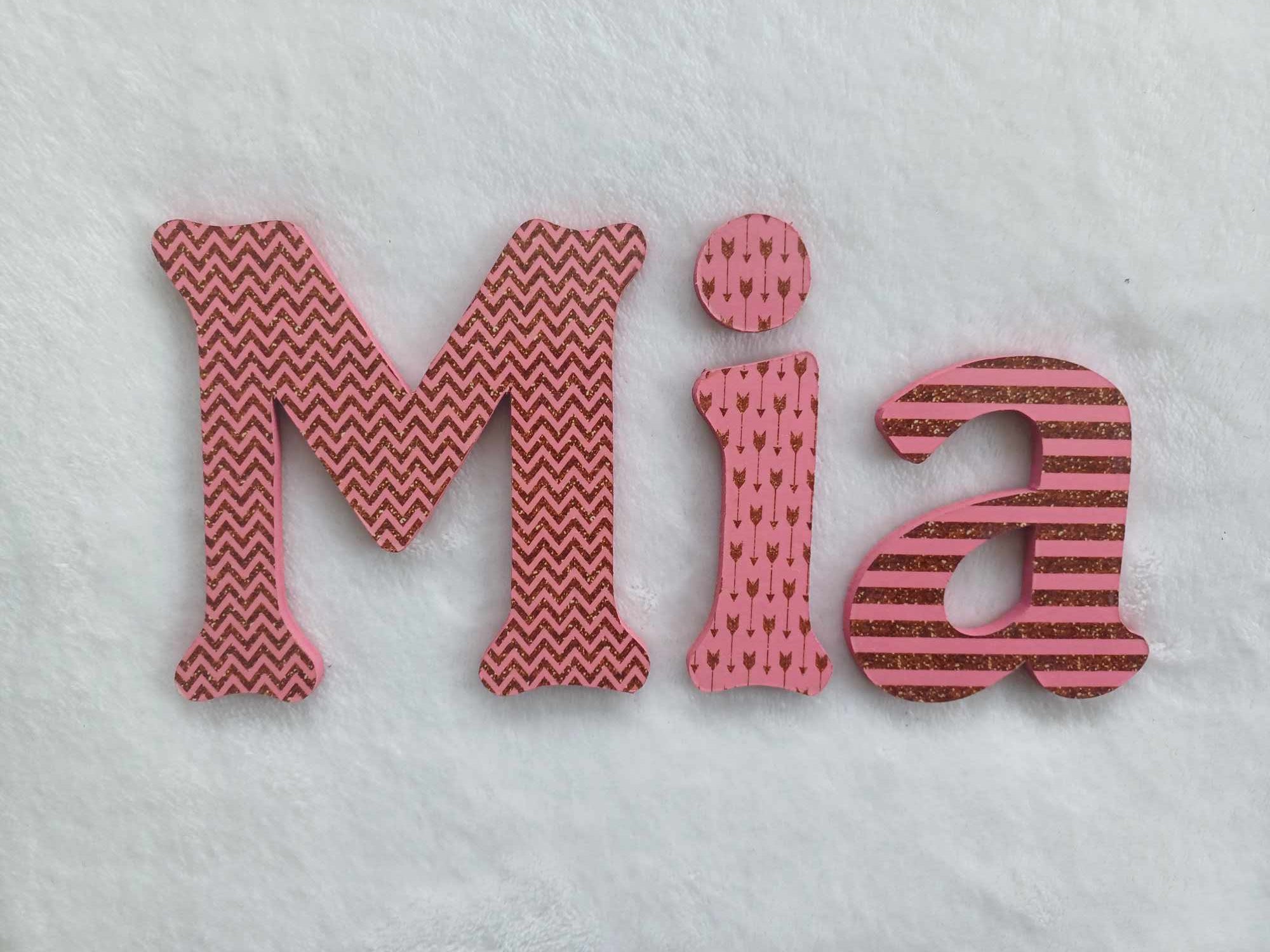 Mia - small letters suitable for a door.