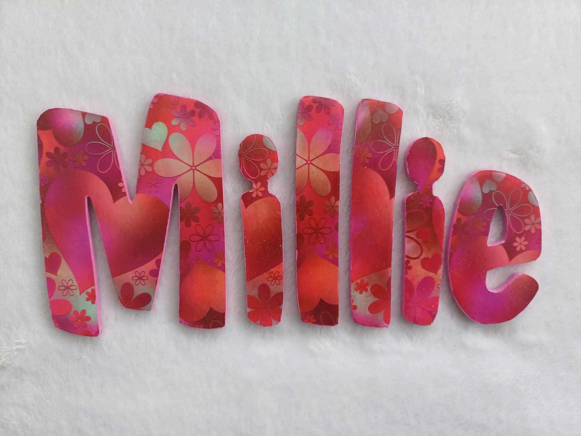 Millie - small letters suitable for a door.