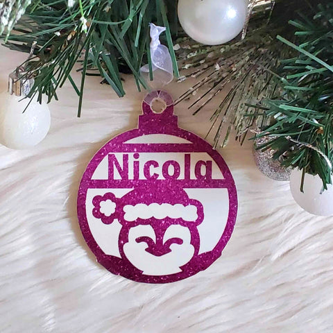 Penguin Christmas Decoration - Personalised in any name