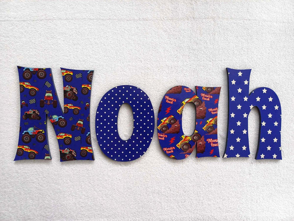 Personalised Names - 15cm high for the uppercase letter - Noah design and colour.