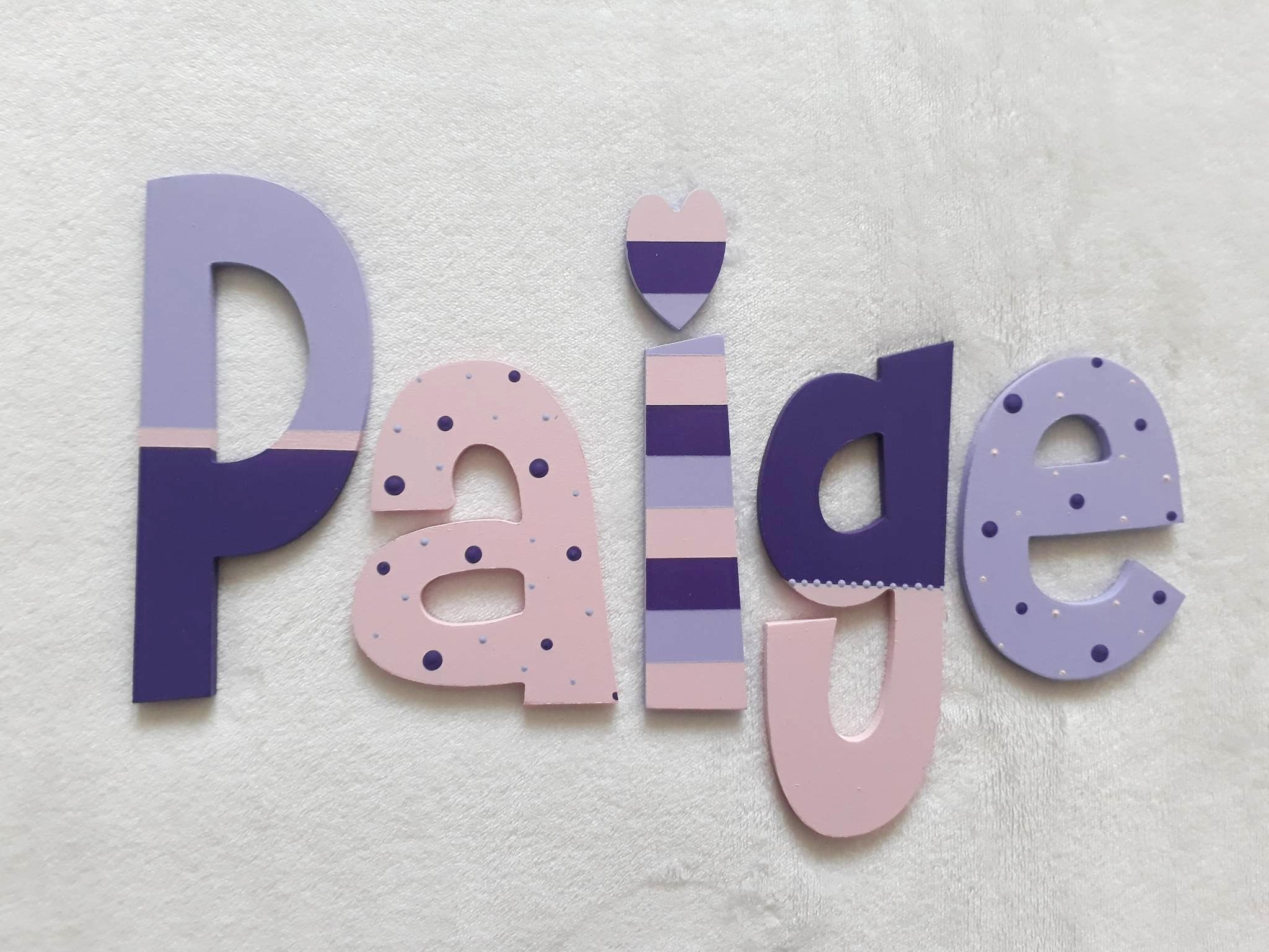 Personalised Names - 20cm high for the uppercase letter - Paige design and colour.