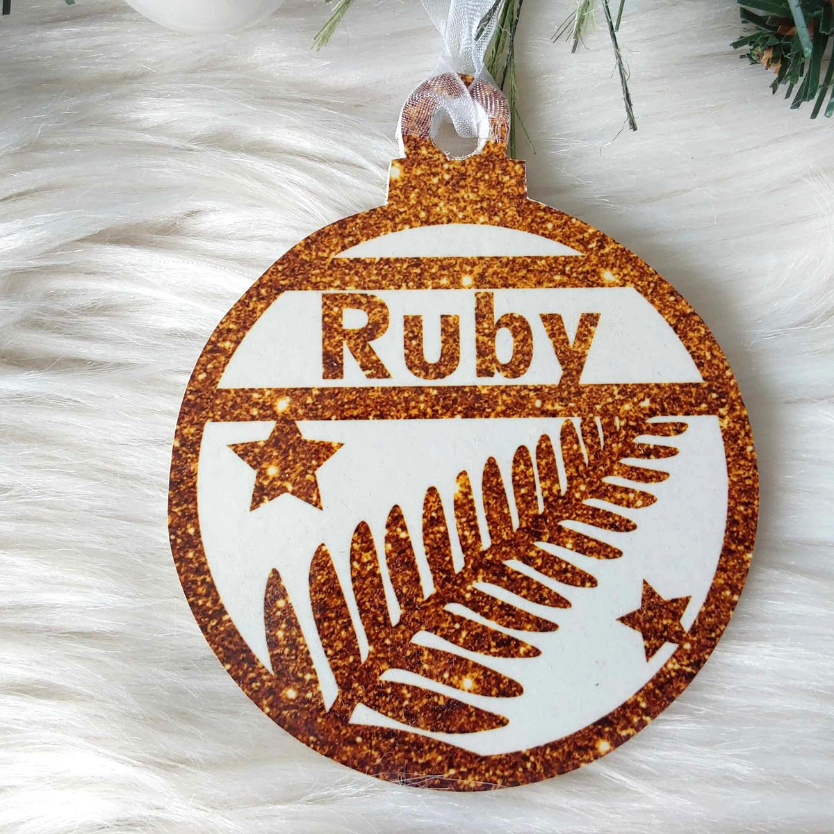 Fern Christmas Decoration - Personalised in any name