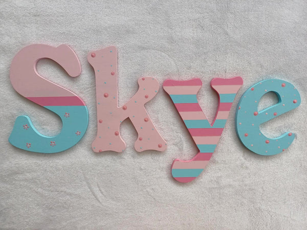 Personalised Names - 20cm high for the uppercase letter - Lucy design and colour.