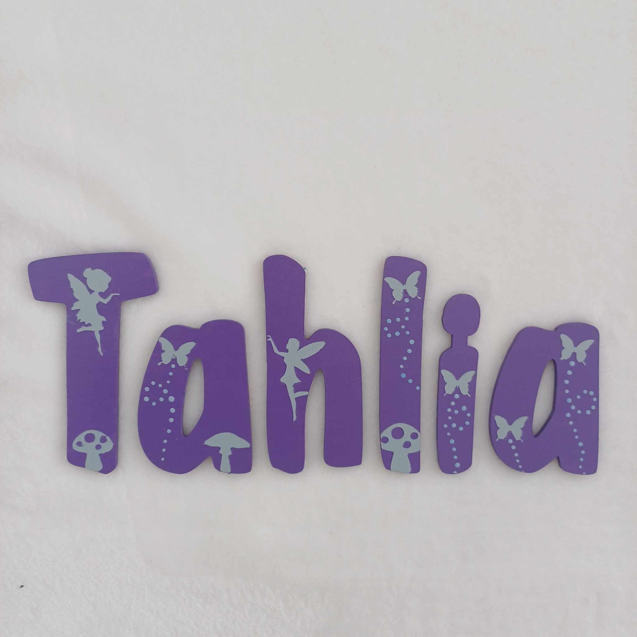 Tahlia - small letters suitable for a door.