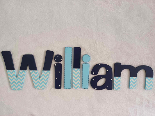 Personalised Names - 20cm high for the uppercase letter - William design and colour.