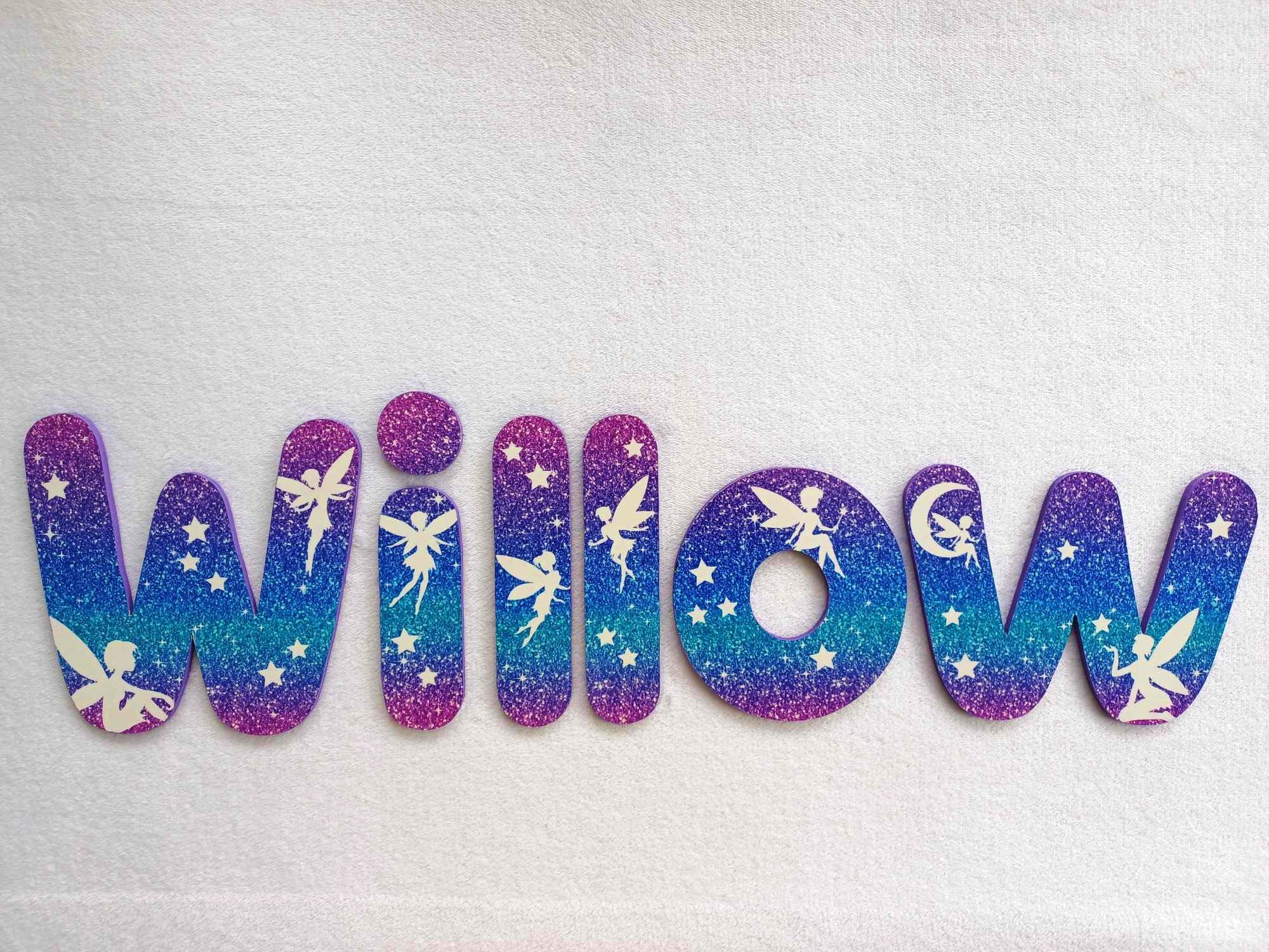 Fairy Names, Made to order - 10cm high for the uppercase letter - Willow design and colour.