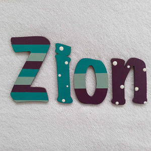 Zion - small letters suitable for a door.