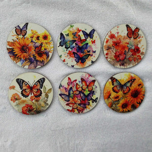 Hardwood Coasters - Butterflies - Set of 6