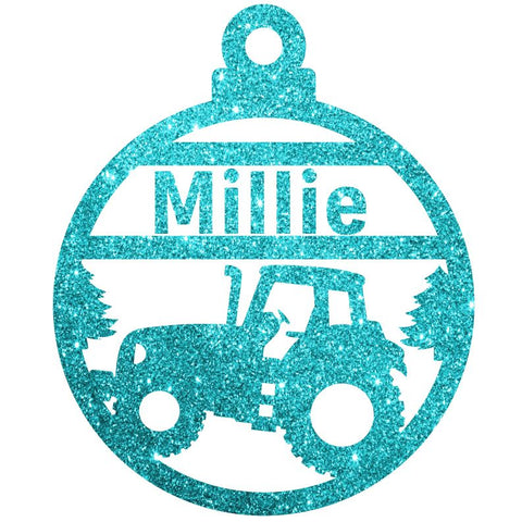 Tractor Christmas Decoration - Personalised in any name