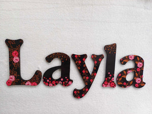 Personalised Names - 15cm high for the uppercase letter - Layla design and colour.