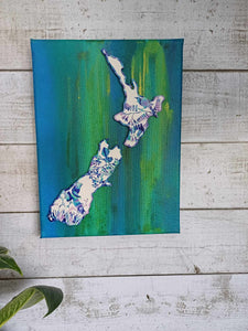 Map of New Zealand on Canvas.