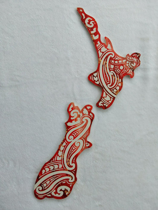 Kiwiana Map of NZ  - North and South Island's.