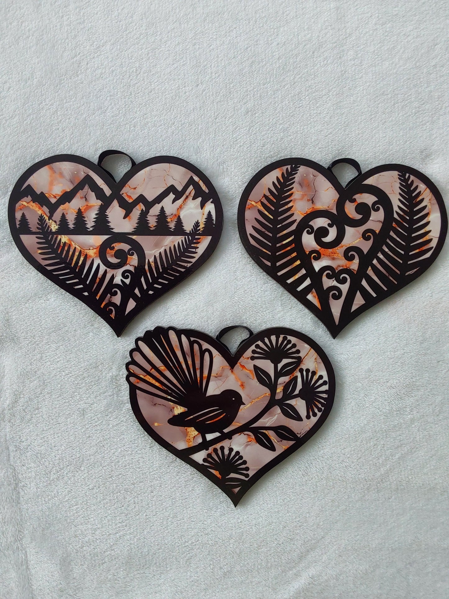 Set of 3 kiwiana wall decor hearts