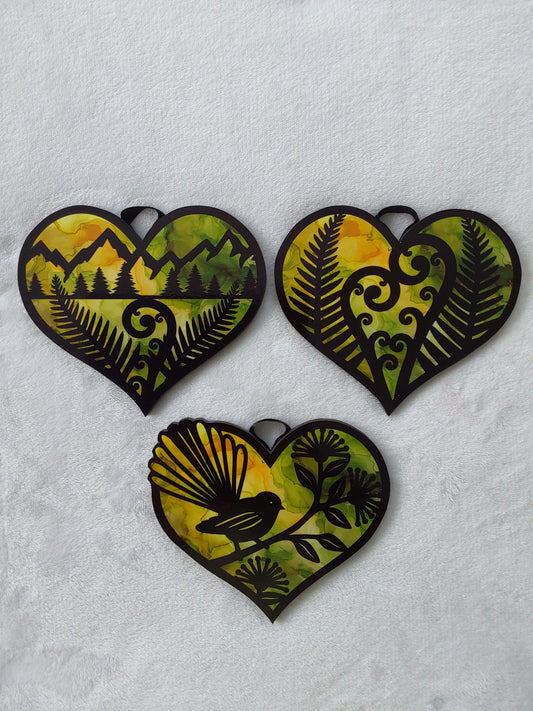 Set of 3 kiwiana wall decor hearts