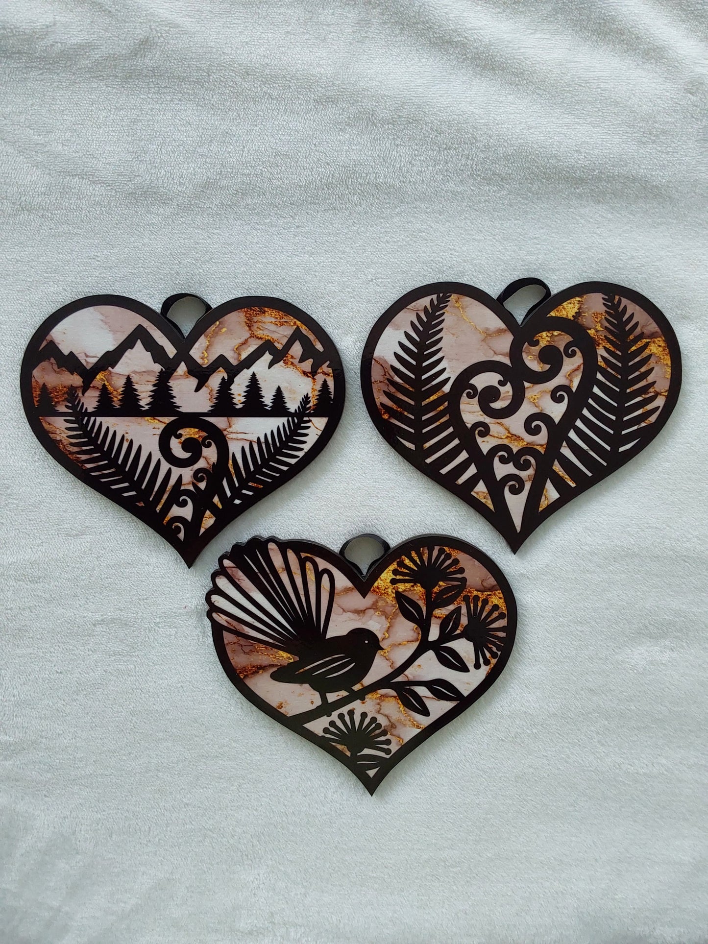 Set of 3 kiwiana wall decor hearts