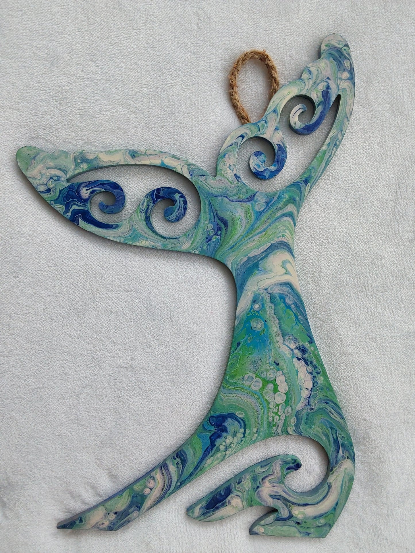 Kiwiana wall art, whale tail.