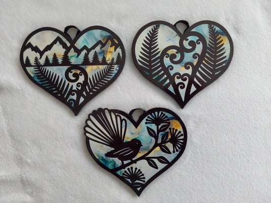 Set of 3 kiwiana wall decor hearts