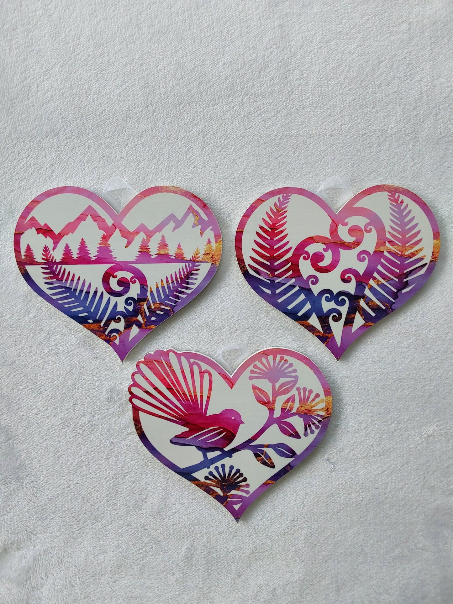 Set of 3 kiwiana wall decor hearts