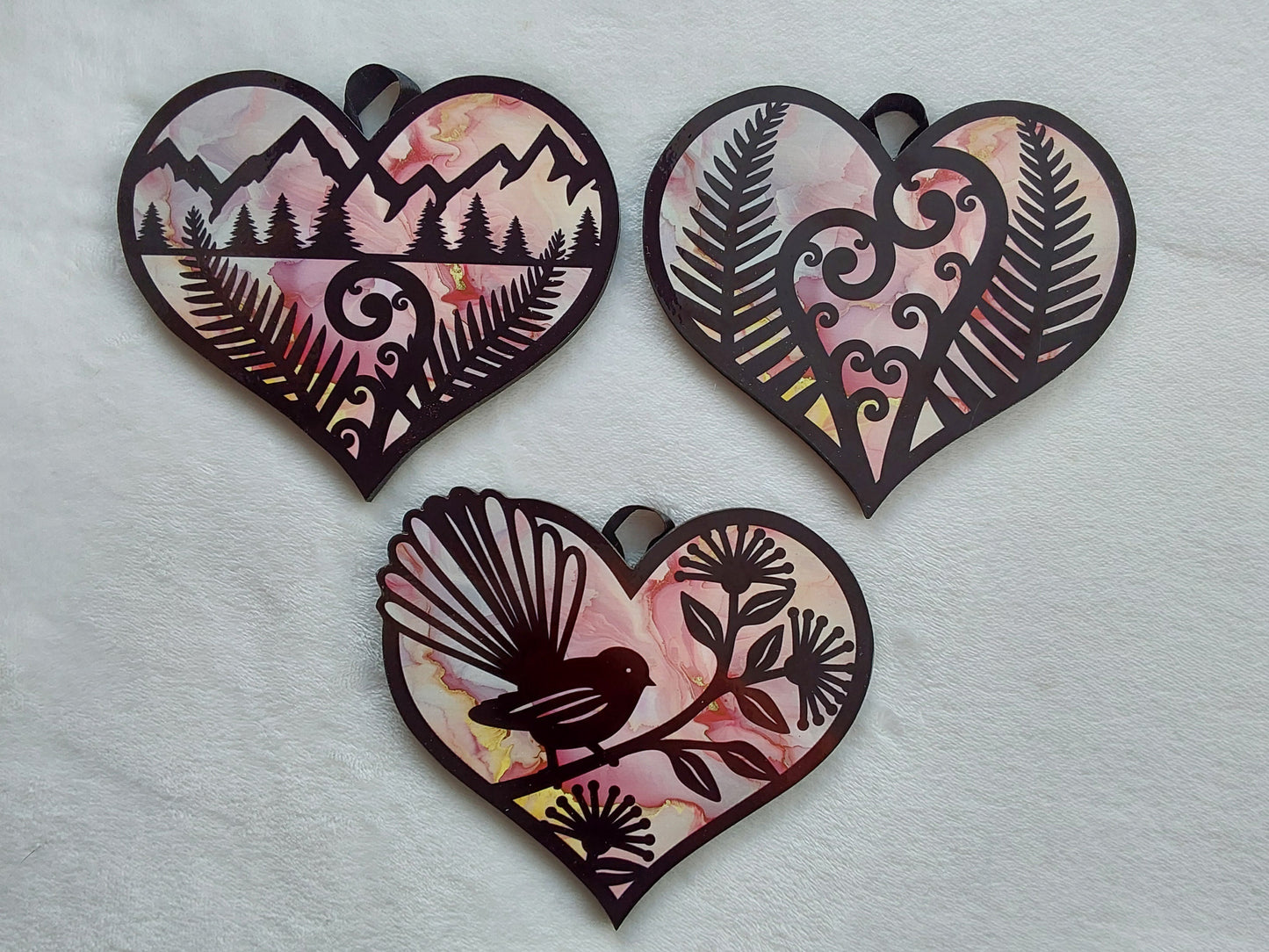 Set of 3 kiwiana wall decor hearts
