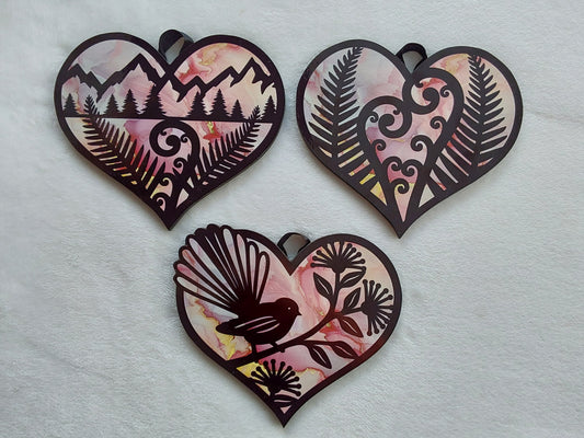 Set of 3 kiwiana wall decor hearts