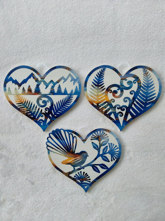 Set of 3 kiwiana wall decor hearts