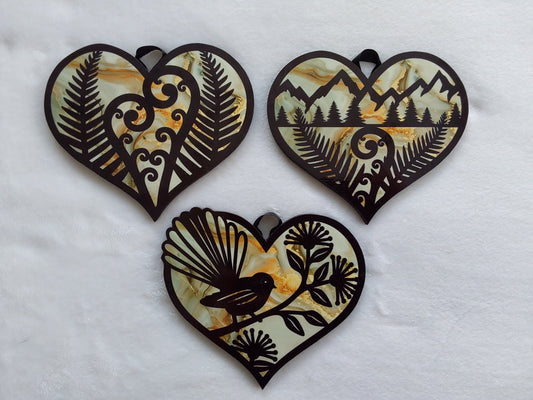 Set of 3 kiwiana wall decor hearts