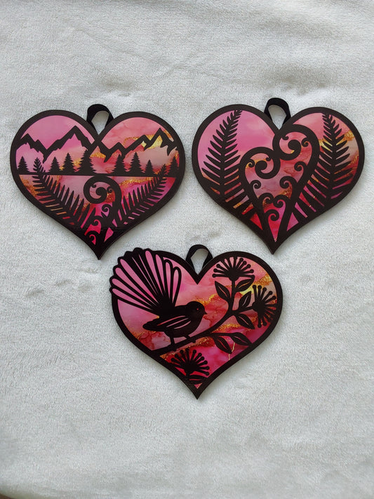 Set of 3 kiwiana wall decor hearts
