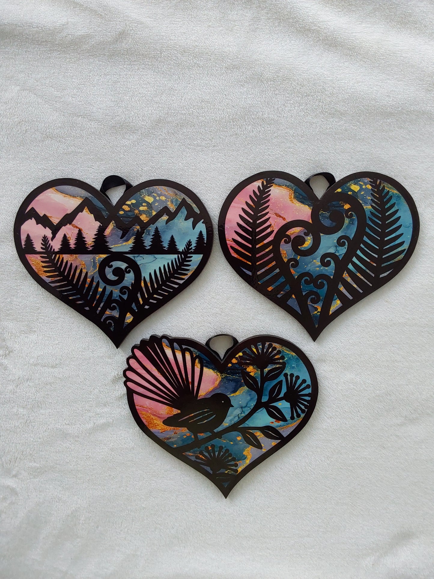 Set of 3 kiwiana wall decor hearts