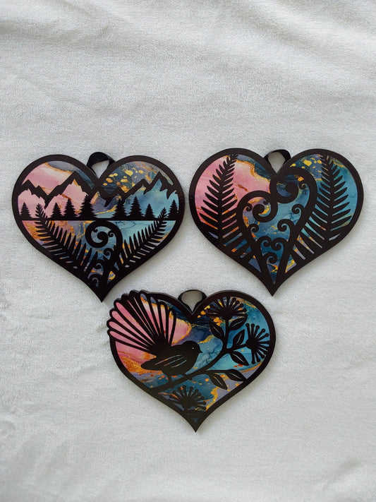 Set of 3 kiwiana wall decor hearts