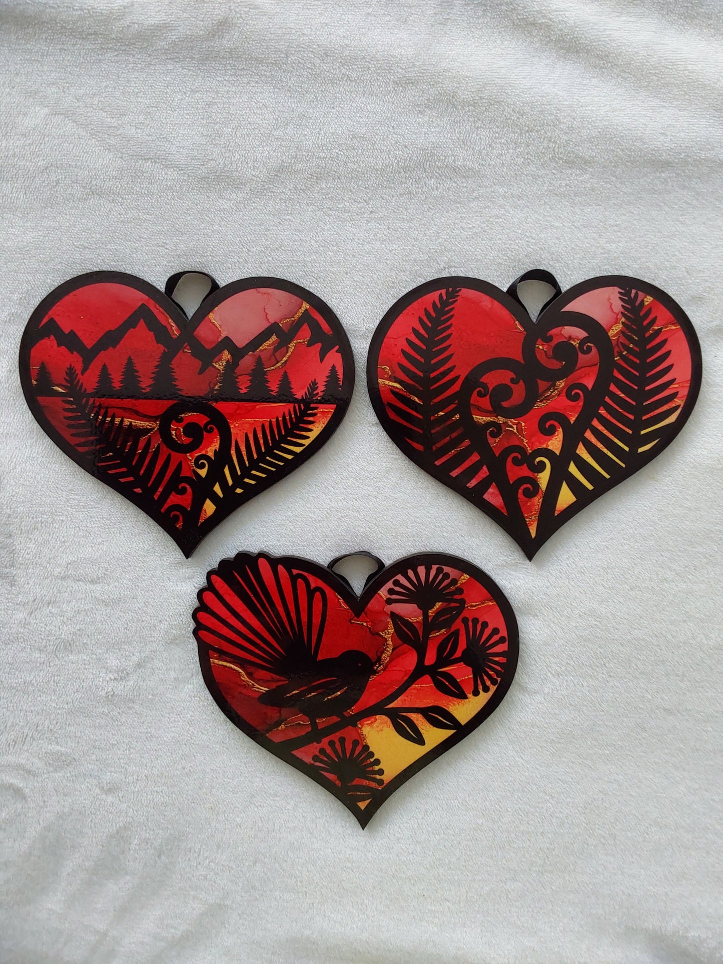 Set of 3 kiwiana wall decor hearts