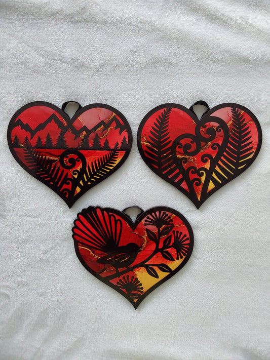 Set of 3 kiwiana wall decor hearts