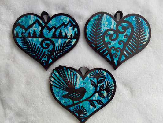 Set of 3 kiwiana wall decor hearts