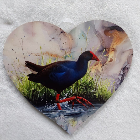 Pukeko wall heart  - Large