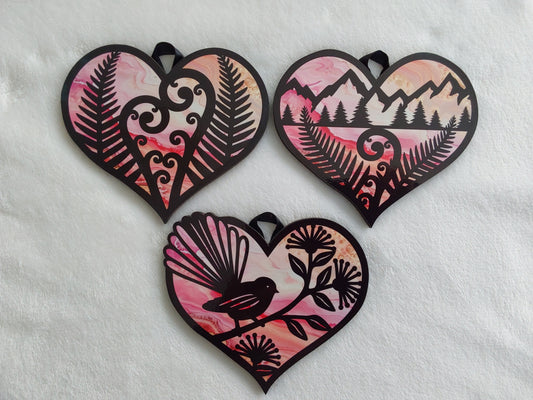 Set of 3 kiwiana wall decor hearts