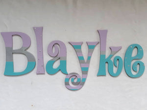 Personalised Names - 10cm high for the uppercase letter - Blayke design and colour.