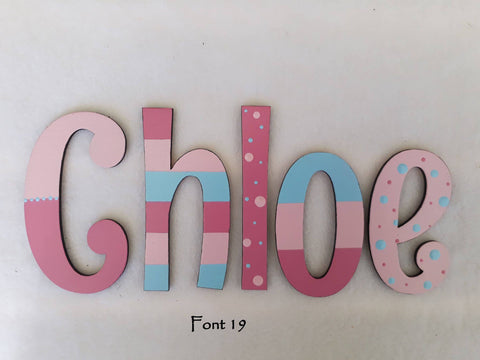 Personalised Names - 15cm high for the uppercase letter - Chloe design and colour.