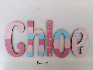 Personalised Names - 10cm high for the uppercase letter - Chloe design and colour.