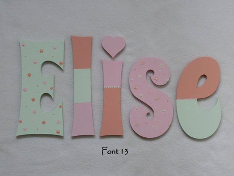 Personalised Names - 20cm high for the uppercase letter - Elise design and colour.