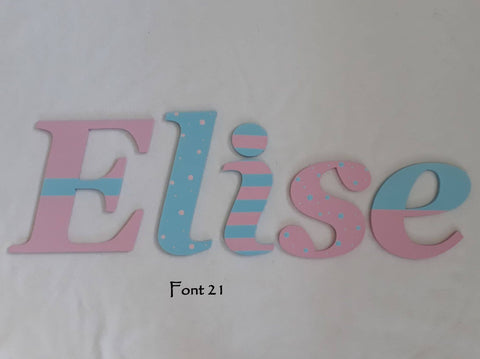 Personalised Names - 20cm high for the uppercase letter - Elise design and colour.