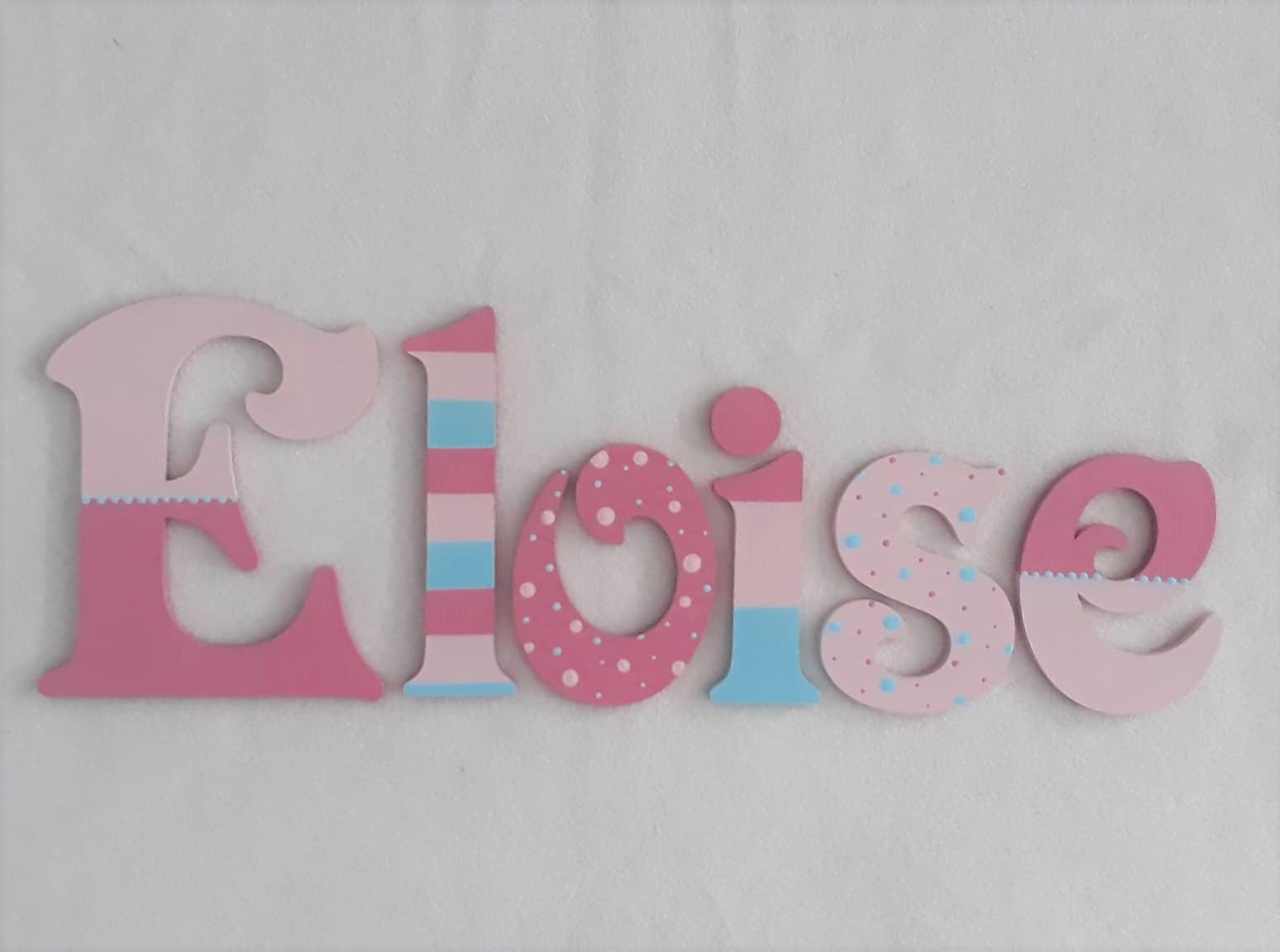 Personalised Names - 15cm high for the uppercase letter - Eloise design and colour.