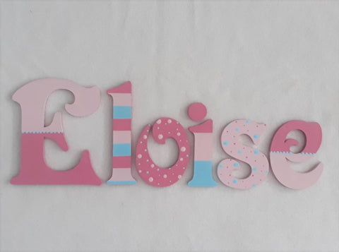 Personalised Names - 20cm high for the uppercase letter - Eloise design and colour.