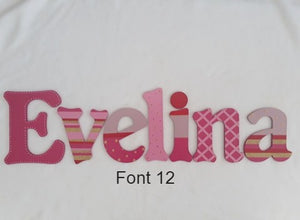 Personalised Names - 20cm high for the uppercase letter - Evelina design and colour.