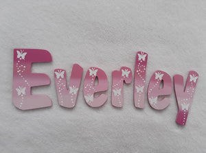 Personalised Names - 10cm high for the uppercase letter - Everley design and colour.