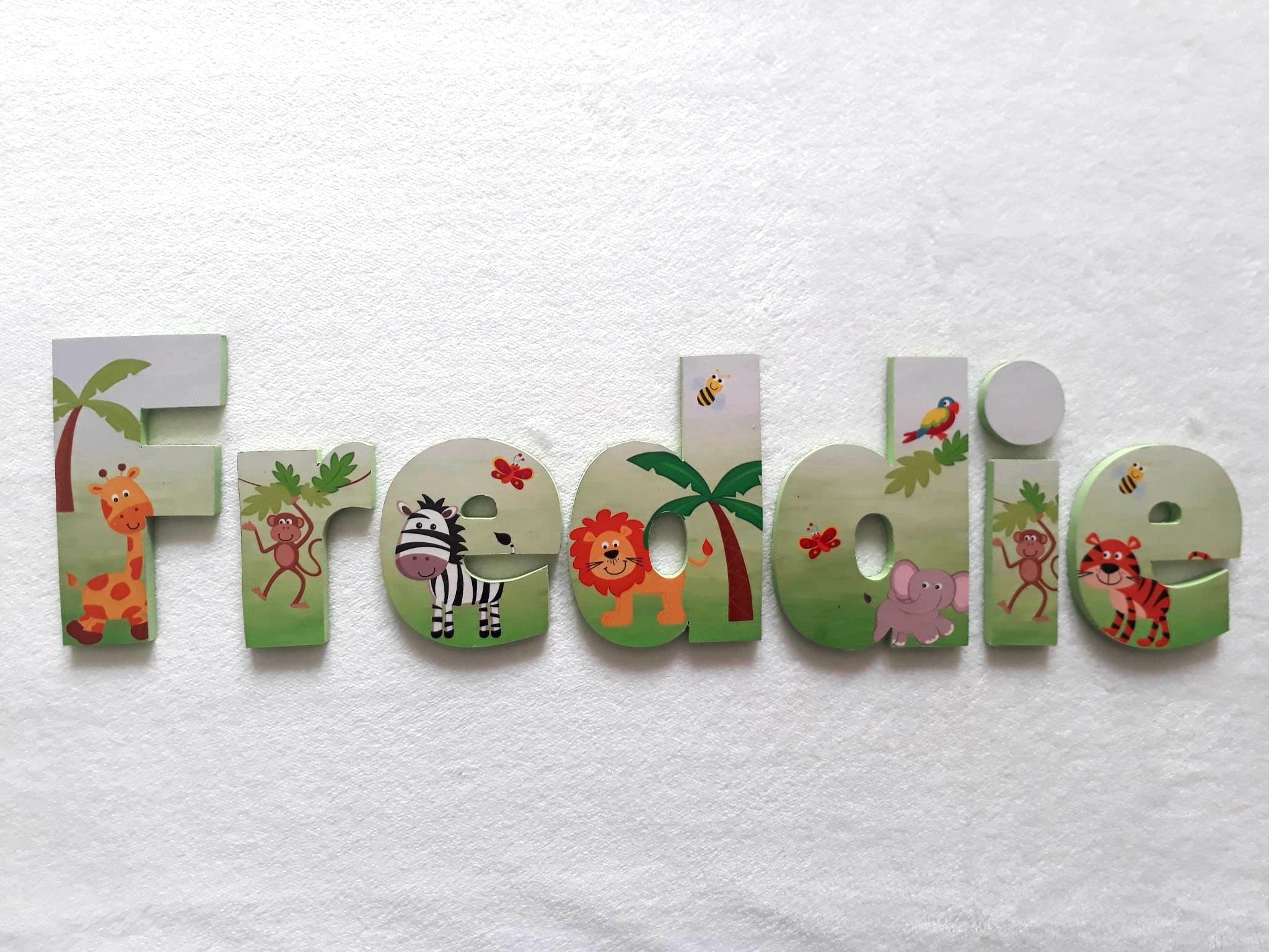 Jungle/Safari - Made to order - 20cm high for the uppercase letter with proportionate lowercase letters.