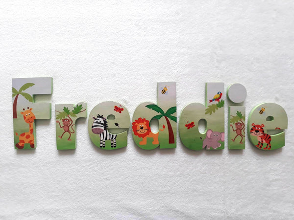 Jungle/Safari letters - Made to order - 10cm high for the uppercase letter with proportionate lowercase letters.